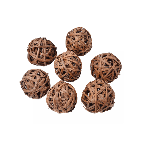 Tecksoi Dried Natural Brown Reed Ball | Eco Friendly | 100% Natural | Decorating Ball | Pack Of 12