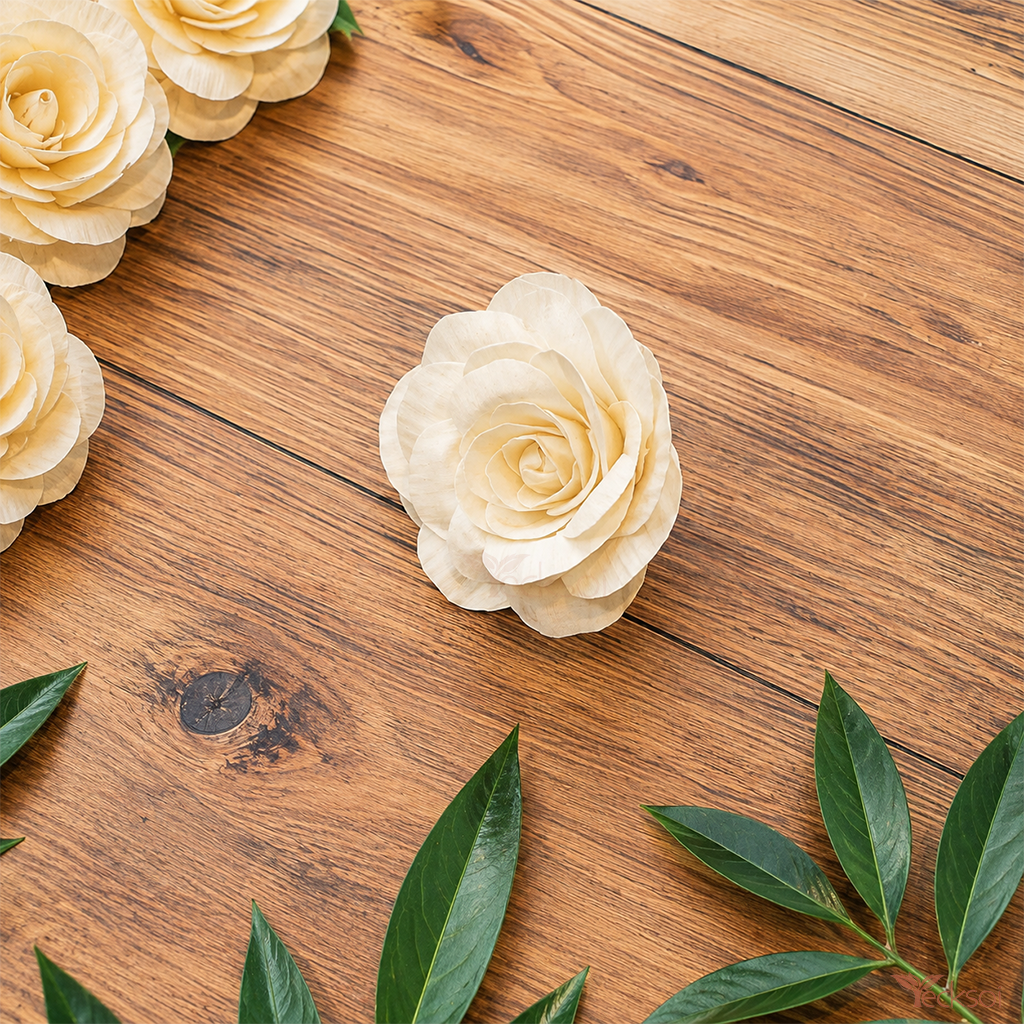 Tecksoi Ebb Tide Rose Handmade Sola Wood Flower | Pack Of 10