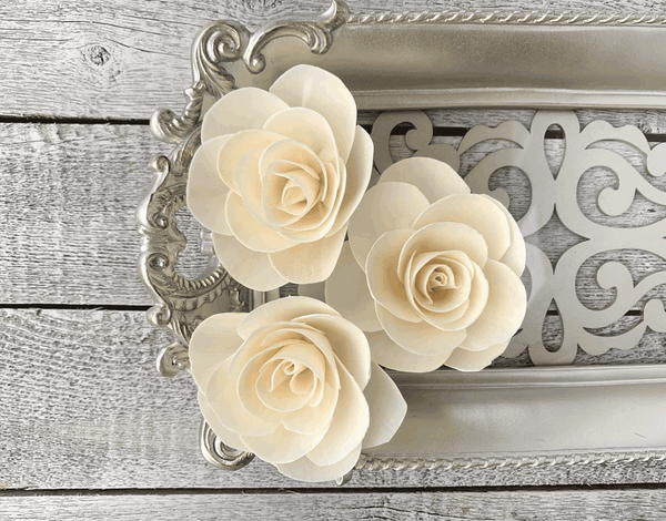 Tecksoi French Rose Sola Wood Flower Premium Quality 100% Natural Pack Of 12