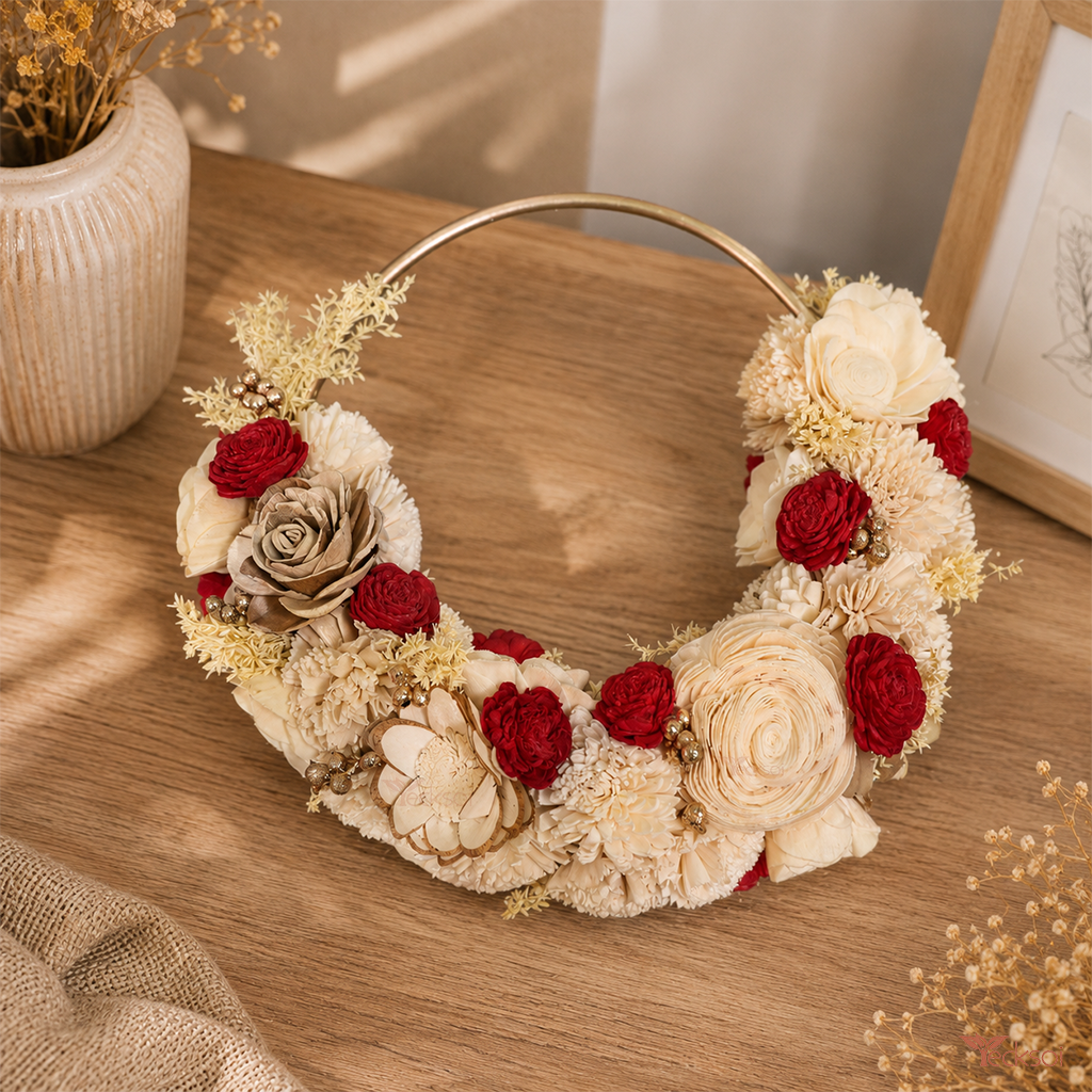 Tecksoi Golden Halo Ring Sola Wood Decorative Ring For Wall & Door