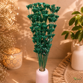 Tecksoi Green Glitter Touch Sola Wood Flower Sticks – Handmade Premium Dry Flower Decor for Home & Event Decoration | Pack Of 5