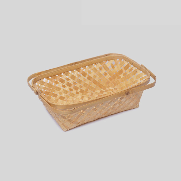 Tecksoi Handmade Bamboo Basket With Slim Handle | Multicolor | Premium Quality | Set Of 2