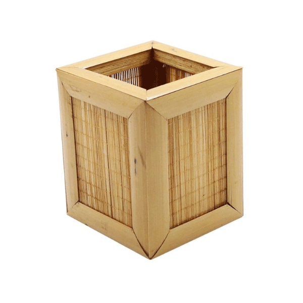 Tecksoi Handmade Bamboo Rectangle Pen Stand |  Premium Quality
