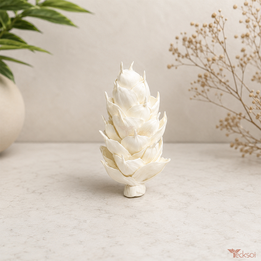 Tecksoi Alpinia Sola Wood Flower – Realistic Handcrafted Floral Decor Inspired by Tropical Elegance | Pack Of 10