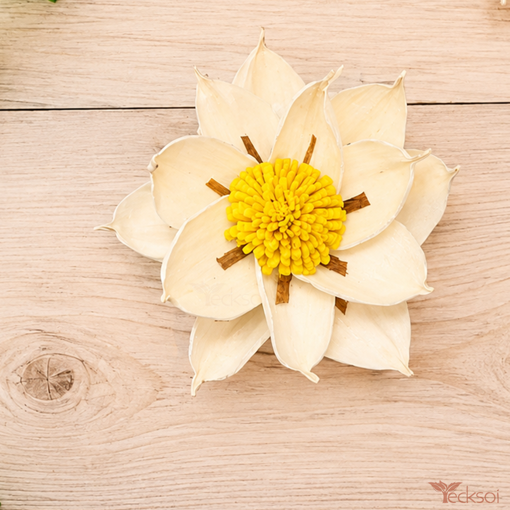Tecksoi Handmade Golden Marguerite Daisy Sola Wood Flower | Pack Of 10