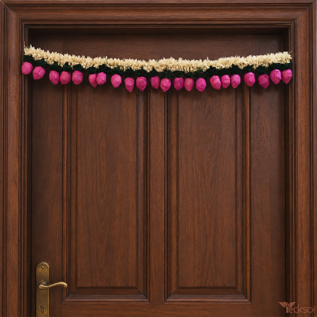 Tecksoi Handmade Sola Wood Rajani & Lotus Buds Toran for Home Decor