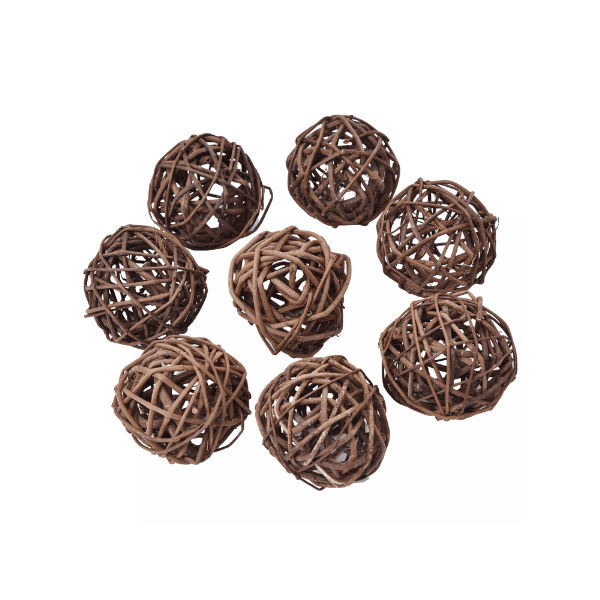 Tecksoi Handwoven Rattan Wooden Ball | 100% Natural | Decorating Ball | Eco Friendly | Pack Of 12