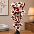 Tecksoi Maroon Daisy Corn Rose Flower Sticks – Premium Handcrafted Corn Leaf Flower Decor for Home & Events | Pack Of 5