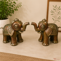 Tecksoi Mitti Tales Terracotta Elephant Showpiece For Home Decor | Set Of 2