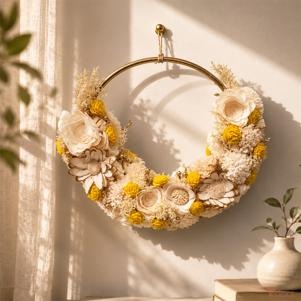 Tecksoi Moonlight Halo Ring Semi Circle - Sola Flower Ring Boho Decor