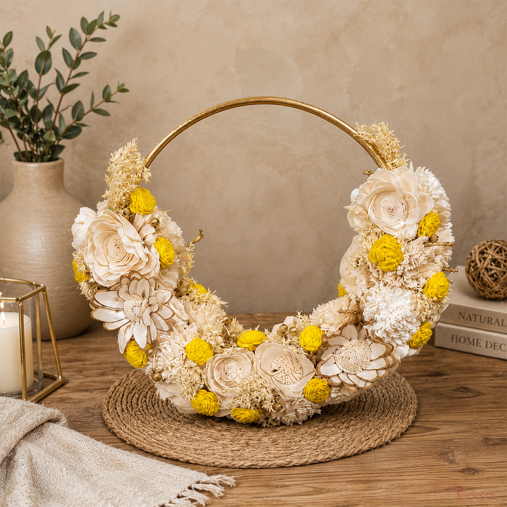 Tecksoi Moonlight Halo Ring Semi Circle - Sola Flower Ring Boho Decor