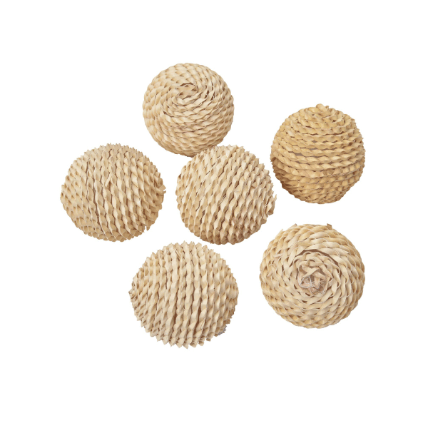Tecksoi Natural Dried Palm Leaves Chain Ball |  Eco Friendly | 100% Natural | Decorating Ball | Pack Of 12