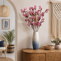 Tecksoi Natural Dried Pink White Twin Sola Wood Flower Sticks For Decor | Pack Of 5