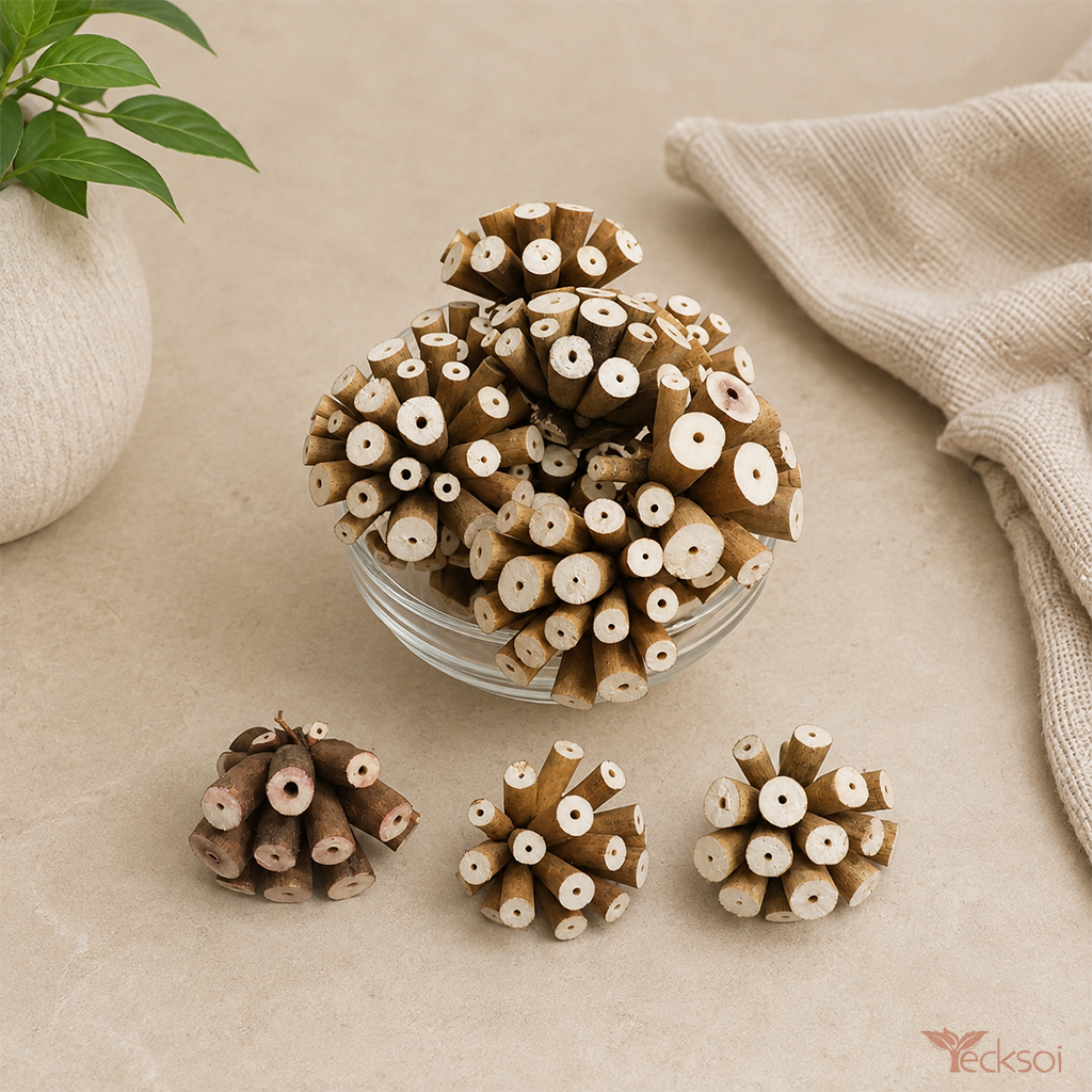 Tecksoi Natural Dried Sola Wood Handmade Honeycomb Flower | Pack Of 10