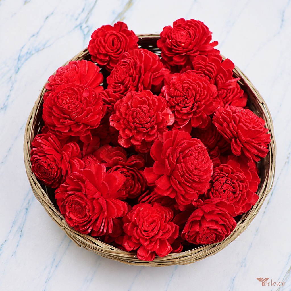 Tecksoi Natural Handmade Sola Wood Mix Color Belle Flower | Pack Of 10