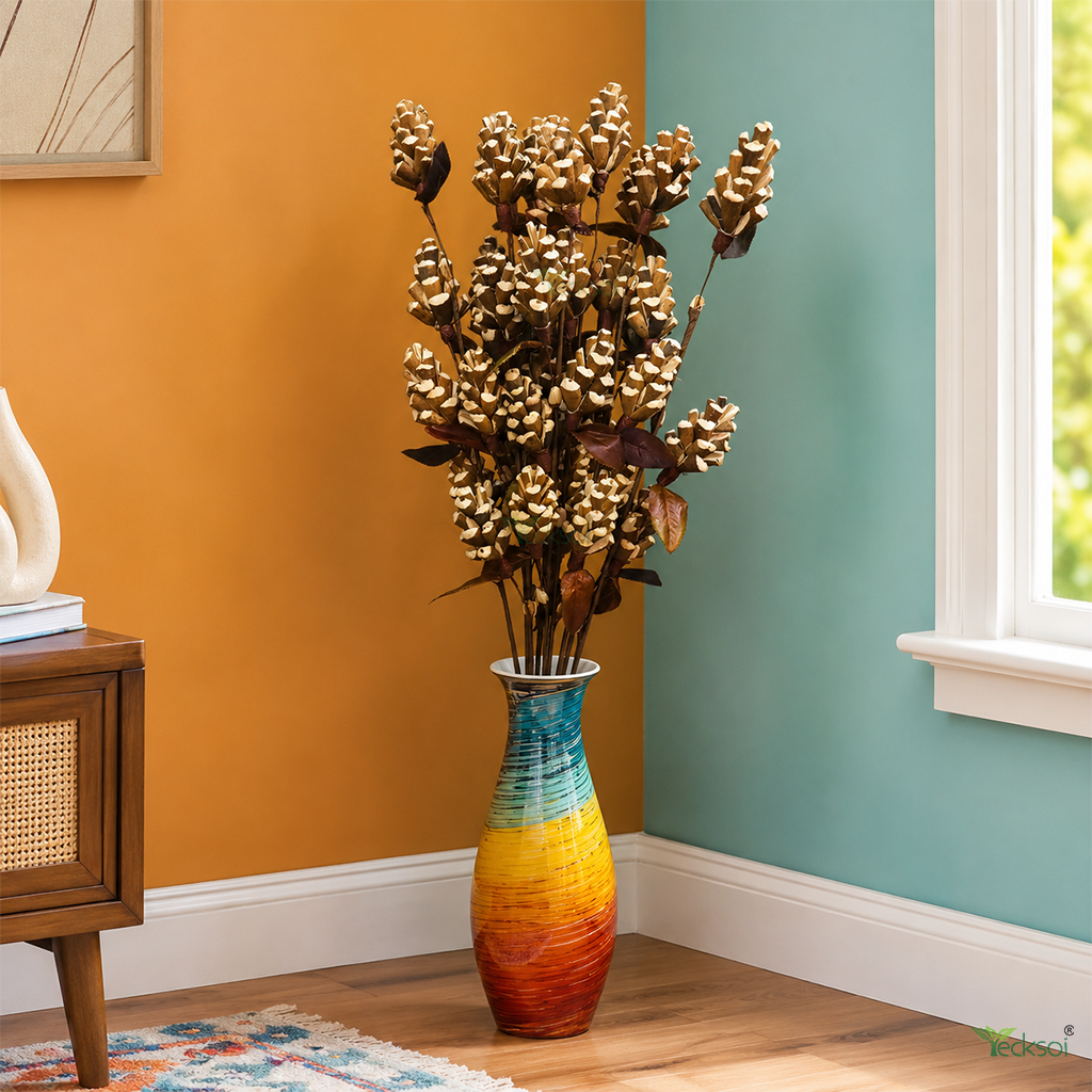 Tecksoi Natural Lattu Pine Sola Wood Flower Sticks – Handmade Premium Dry Flower Decor for Home & Event Styling | Pack Of 5