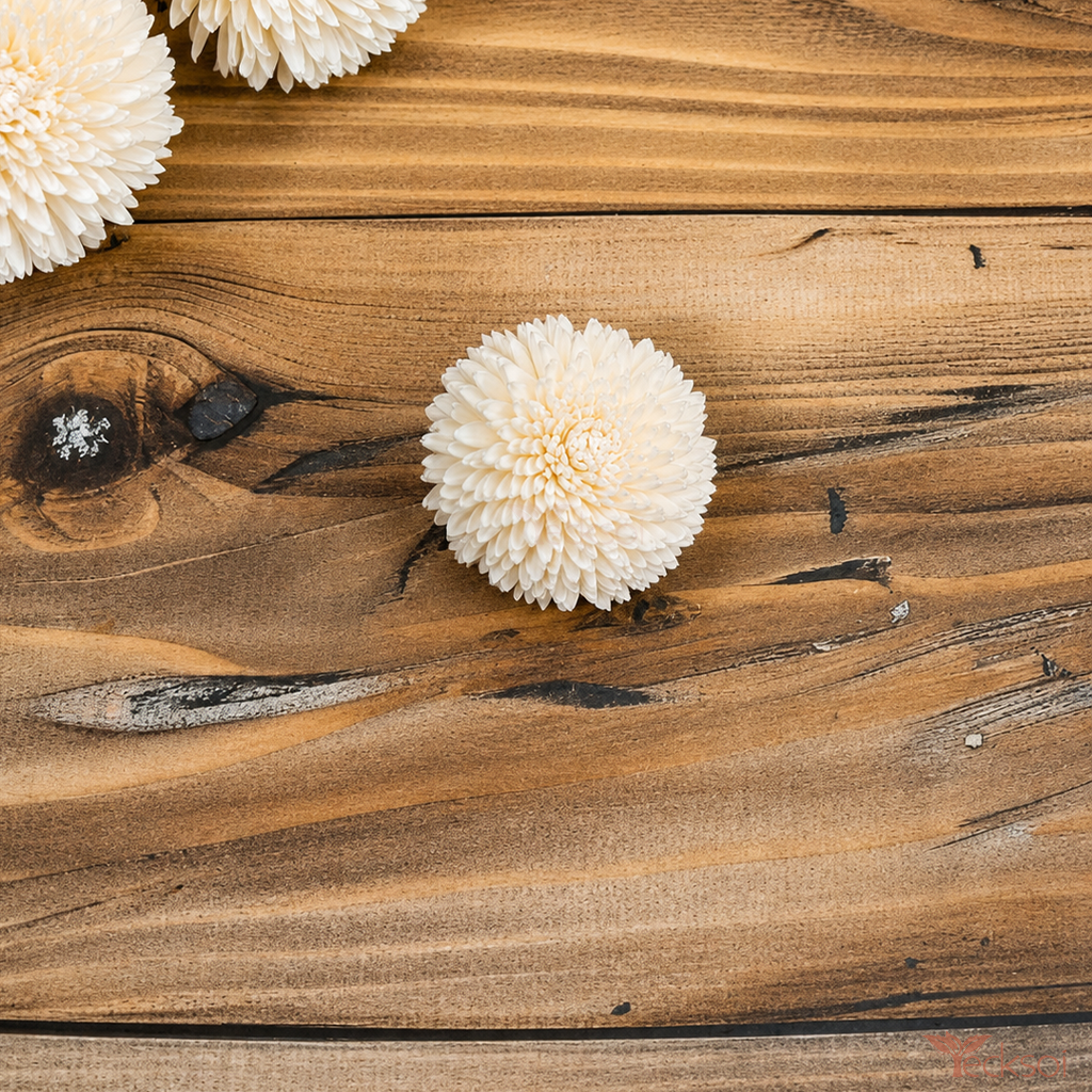 Tecksoi Natural Sola Wood Zinnia Flower – Premium Handmade 100% Natural Sola Wood Flower for Elegant Home, Wedding & Floral Decoration | Pack Of 10