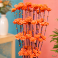 Tecksoi Orange Coco Belle with Golden Moti Sola Wood Flower Sticks – Handmade Premium Dry Flower Decor for Home & Event Decoration | Pack Of 5