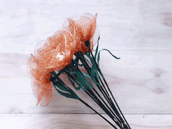 Tecksoi Orange Poppy Net Flower Bunches Premium Quality 100% Natural Pack Of 10