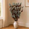 Tecksoi Palm Leaf Pine Chain Natural Blue Dry Flower Sticks – Handmade Premium Palm Leaf Decor for Home &Event Decoration | Pack Of 5