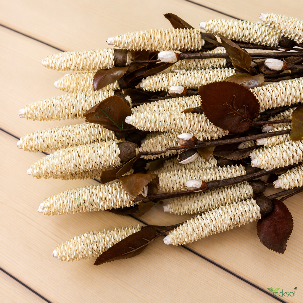 Tecksoi Palm Leaf Pine Chain Natural Dry Flower Sticks – Handmade Eco-Friendly Palm Leaf Decor for Home & Event Styling | Pack Of 5