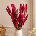 Tecksoi Pink Corn Husk Flower Sticks – Premium Handmade Dried Corn Husk Flowers on Stem for Home Decor, Vase Arrangements & Luxury Floral Styling | Pack Of 5