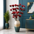 Tecksoi Red Beauty Rose Dried Sola Wood Flower Sticks For Decor | Pack Of 5