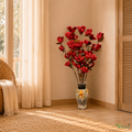 Tecksoi Red Corn Sunflower Sticks – Handmade Corn Leaf Dry Flower Decor for Home & Event Styling | Pack Of 5