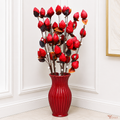 Tecksoi Red Lotus Buds Sola Wood Flower Sticks – Premium Handmade Dyed Sola Wood Flowers for Puja Decor, Home Decoration & Floral Arrangements | Pack of 5