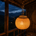 Tecksoi Round Wicker Bamboo Hanging Lamp