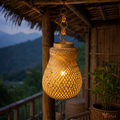 Tecksoi Rustic Bamboo Lantern Pendant Light
