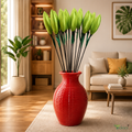 Tecksoi Silk Lotus Buds Green Flower Sticks – Handmade Premium Floral Decor for Home & Event Decoration | Pack Of 5