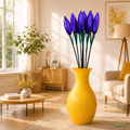 Tecksoi Silk Lotus Buds Royal Blue Flower Sticks – Handmade Premium Floral Decor for Home & Event Decoration | Pack Of 10