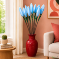 Tecksoi Silk Lotus Buds Sky Blue Flower Sticks – Handmade Premium Floral Decor for Home & Event Decoration | Pack Of 5
