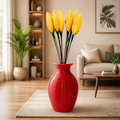 Tecksoi Silk Lotus Buds Yellow Flower Sticks – Handmade Premium Floral Decor for Home & Event Decoration | Pack Of 5