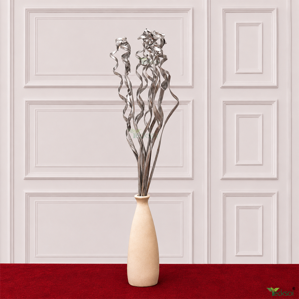 Tecksoi Palm Silver Spring – Glossy Silver Dried Palm Leaf Exotic Filler for Bouquets, Floral Arrangements & Premium Decor | Pack Of 10