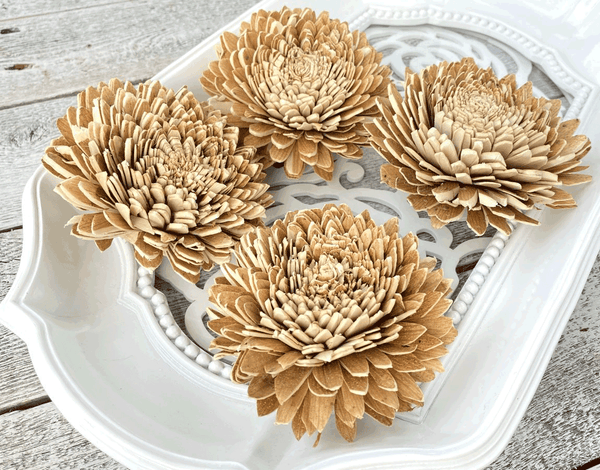 Tecksoi Skin Zinnia Sola Wood Flower Premium Quality 100% Natural Pack Of 12