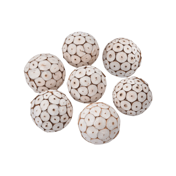 Tecksoi Sola Wood Log Ball | Decorating Ball | Eco Friendly | 100% Natural | Pack Of 12