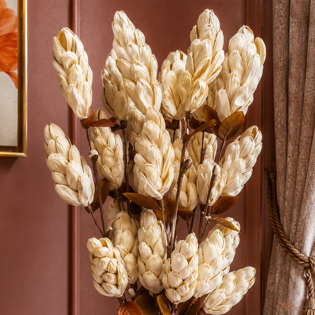 Tecksoi Sola Wood Natural Pine Flower Sticks For Decor | Pack Of 5