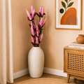 Tecksoi Sola Wood Pink Pine Chain Sola Wood Flower Sticks – Premium Handmade Dried Flower on Stem for Home Decor, Vase Arrangements & Luxury Floral Styling | Pack of 5