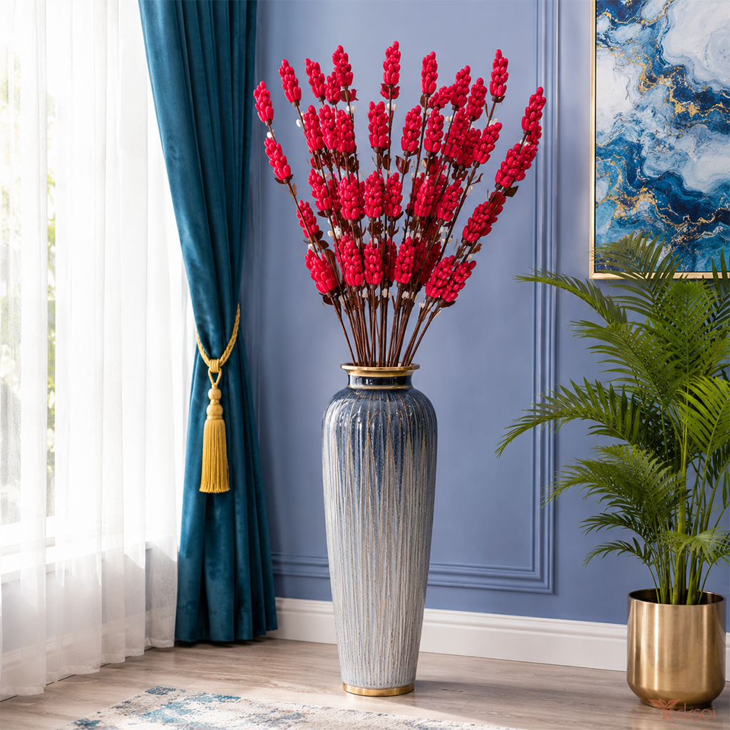 Tecksoi Sola Wood Red Pine Flower Sticks For Decor | Pack Of 5
