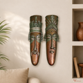 Tecksoi Terracotta Tribal Couple Face Art For Home Decor | Set Of 2