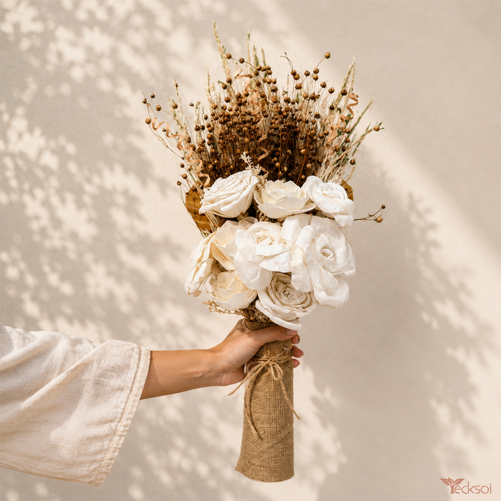 Tecksoi The Feathered Bloom Handmade Dry Flower Bouquet