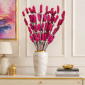 Tecksoi Thermocol Moti Pink Grape Bunches On Stem Dry Decorative Sticks | Pack Of 5