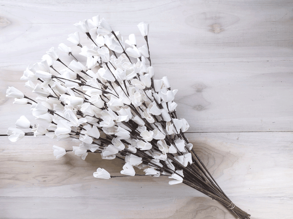 Tecksoi White Lily Sola Wood Flower Stick Premium Quality 100% Natural Pack Of 10