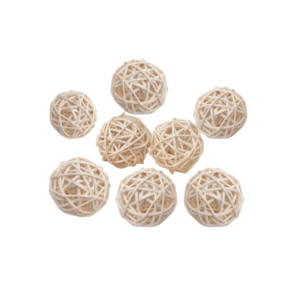 Tecksoi Wicker Rattan Wooden Ball |Eco Friendly | Decorating Ball | 100% Natural | Pack Of 12