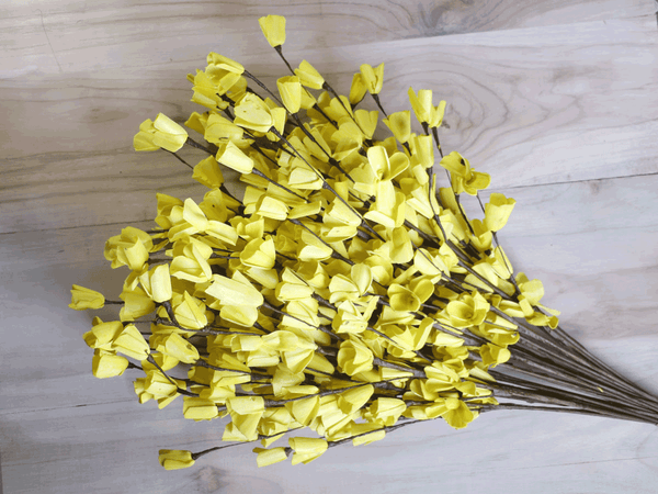 Tecksoi Yellow Lily Sola Wood Flower Stick Premium Quality 100% Natural Pack Of 10