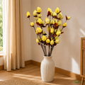 Tecksoi Yellow Lotus Buds Sola Wood Flower Sticks – Handmade Natural Dry Flower Decor for Home Event Styling | Pack Of 5