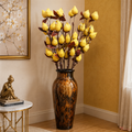 Tecksoi Yellow Lotus Buds Sola Wood Flower Sticks – Handmade Natural Dry Flower Decor for Home Event Styling | Pack Of 5