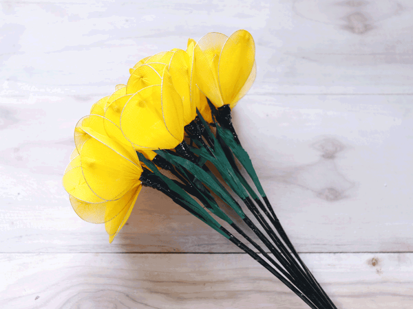 Tecksoi Yellow Poppy Net Flower Bunches Premium Quality 100% Natural Pack Of 10